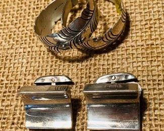 Mexican designer sterling silver earrings and cufflinks