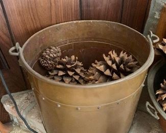 Large copper handled pot
