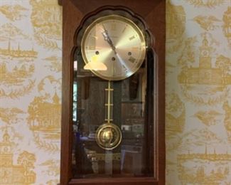 Sessions wall clock w/burned wood case