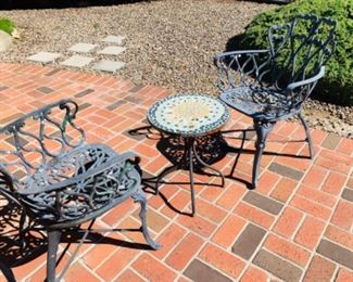 Bistro set - two chairs and a tile top table
