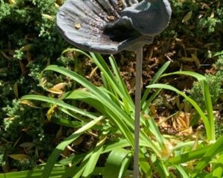 Small garden small garden stake with angel on a lily pod