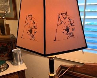 Table lamp with golf shade