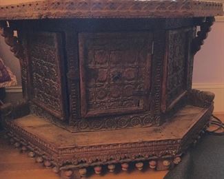 Incredible early 18th c Indian Altar, or cabinet. Currently used by the current owners as a bedside table: 