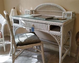 wicker desk and chair