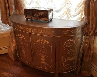 Demi Lune Sideboard in w Metallic Finish withLovely detailing, neutral Colors!