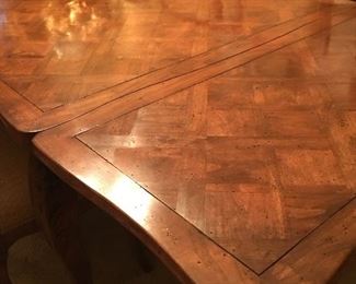 Dining Table Finish with extended Leaves that store neatly under the Table!