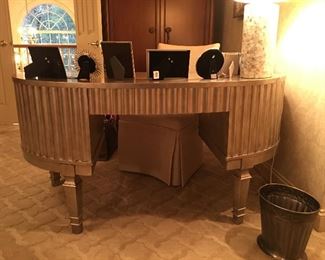 Art Deco Style Kidney Shape Desk with Metallic finish