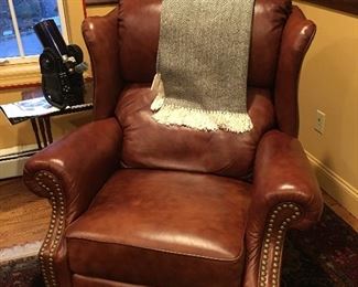 Leather Wing Chair!!! Rich Brown Color and details