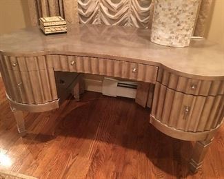 Fluted ridged Deco Style Desk, kidney shape