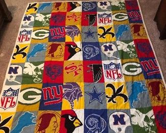 Verrrrry interesting! NFL quilt on one side and 10 Commandments on the other! The perfect “Watch and Pray” quilt! 66” x 86”