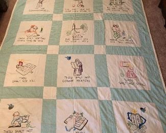 Verrrrry interesting! NFL quilt on one side and 10 Commandments on the other! The perfect “Watch and Pray” quilt! 66” x 86”