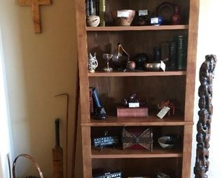 5 shelf wood cabinet. One of 2. 