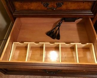 Wired drawer. Gorgeous aspenhome bedside desk/table. Matches bed. 