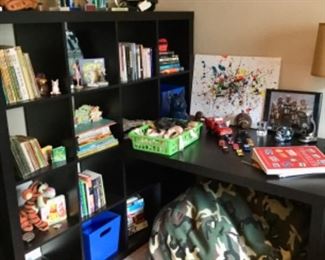 Desk bookcase/cubby combo with 16 compartments.