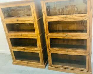 pr. Oak Vintage Legal Bookcases . Excellent Condition . Being Sold Individually