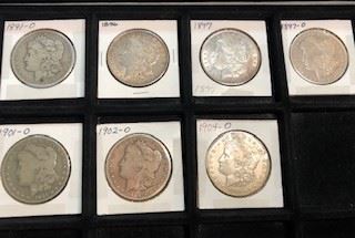 Antique Morgan Silver Dollars . There are 11 of them and most are New Orleans Mint . 1891-1904 . Selling Individually 