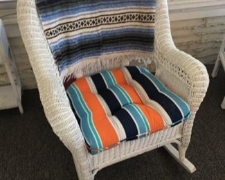 WICKER PATIO ROCKER CHAIR AND TABLE