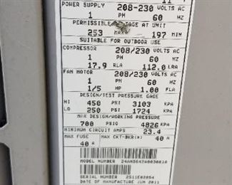 R410A mfg. June 2011