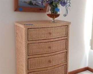 Wicker tall chest of drawers