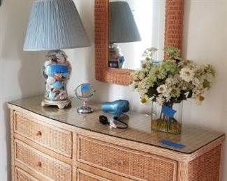 Wicker dresser & mirror