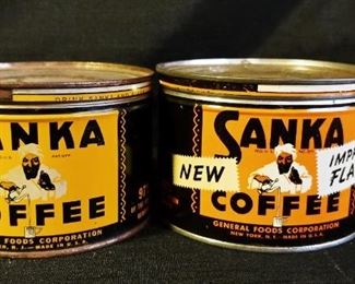 Vintage Sanka General Foods Coffee Tins 