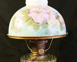 Aladdin Clear and Green Corinthian oil Lamp