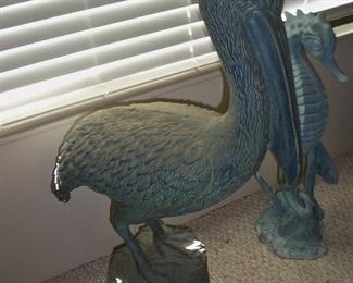 Metal Pelican Statue
