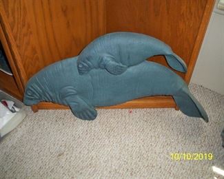 Metal Manatee with baby Wall art