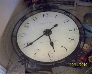 Wrought iron base Clock End table