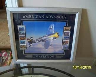 American Advances in Aviation print with Stamps