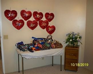 Purses, Valentine Hearts, Small Wood 2 Drawer Filing Cabinet