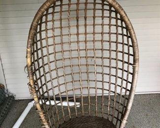 Hanging wicker egg chair
