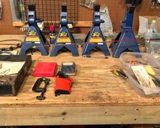 Jack stands, tools
