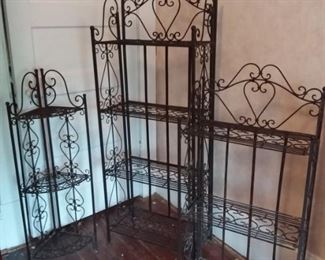 3 Assorted Size Scroll Metal Shelves