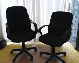Two Black Adjustable Office Chairs