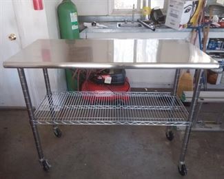 Ultra Durable Stainless Steel Work Table on Wheels