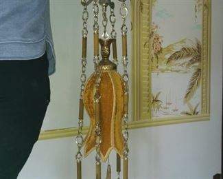Vintage Gold Velour Hanging Lamp