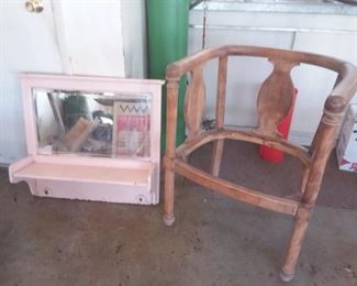Vintage Mirror and Wood Chair Frame