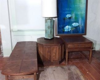 Wood Coffee Table, Two End Tables