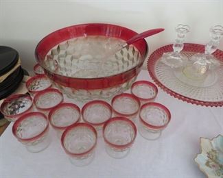 Ruby Flash Punch Bowl set