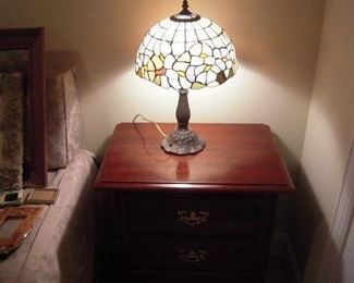 Cherry nite stand Stained glass lamp