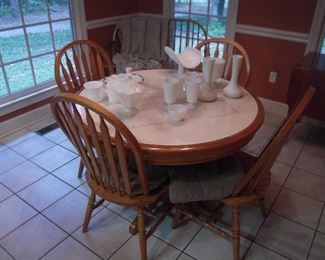 Oak tile top  table & chairs