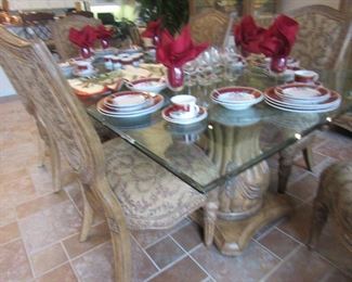 glass topped dining table