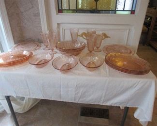 cabbage rose depression glass, 125 pieces