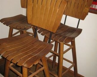 3 wood stools