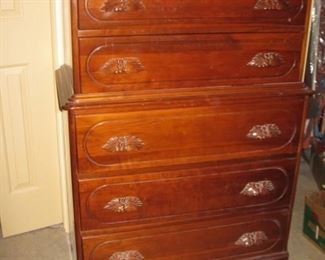 Davis Cabinet cherry chest of drawers with matching dresser and full bed