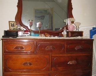 Davis Cabinet Cherry Dresser and mirror, carved pulls