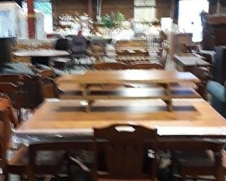 SEVERAL VINTAGE WOODEN TABLE SETS 150.00