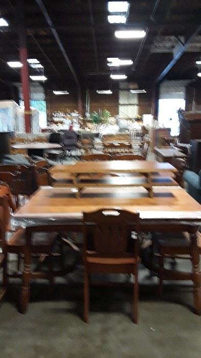 SEVERAL VINTAGE WOODEN TABLE SETS 150.00