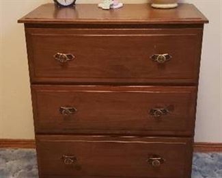 Wood 3 Drawer Chest - 25  x 14  x 28  - contents not included